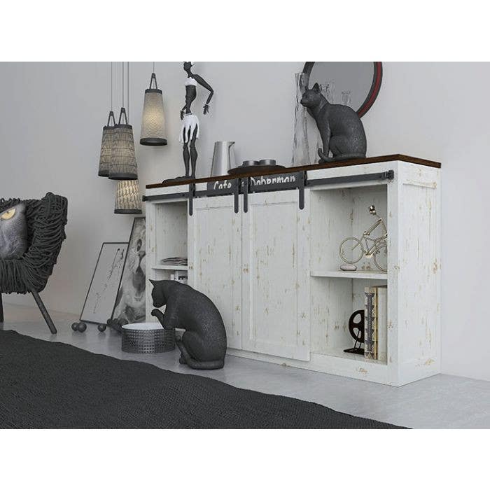 Custom Service Hardware NT.1310.01.08 Rolling Door Hardware Hook Style w/o Rail, Black