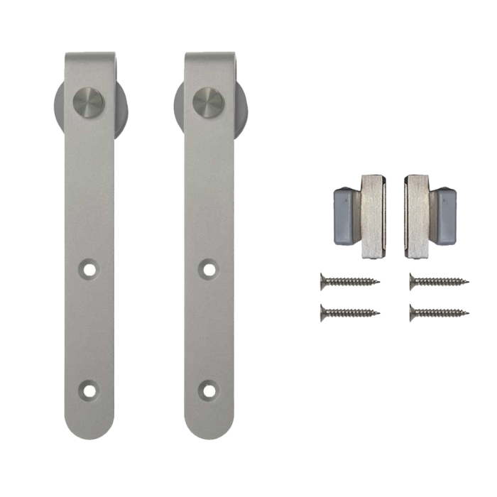 Custom Service Hardware NT.1310.01.SN Miniature Rolling Door Hardware Kit, Hook Style, w/o Rail, Satin Nickel