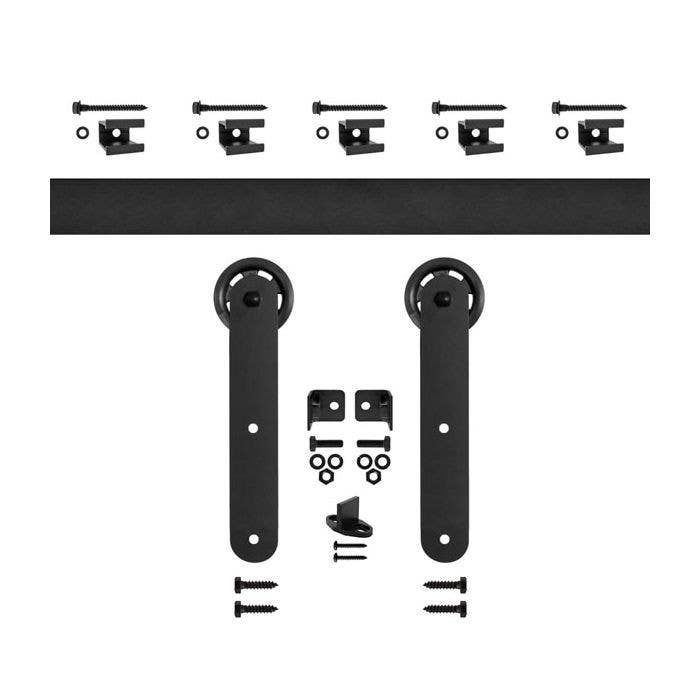 Custom Service Hardware QG.FR1300.ST3.08 Quiet Glide Flat Rail Stick Strap Kit w/3" wheel, Black