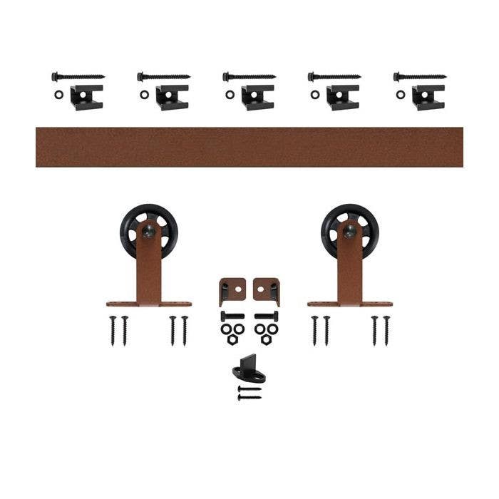 Custom Service Hardware QG.FR1300.TM3.09 Top Mount Barn Door Hardware Kit w/ 3 in. Wheel