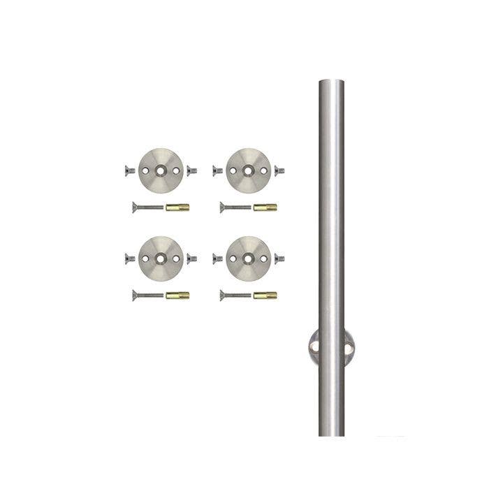 Custom Service Hardware NT.1402.SS Stainless Steel 6.6 ft. Round Rail,4 Mounting Bracket,2 End Cap