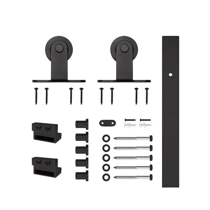 Custom Service Hardware NT.1400.01W.08 Black Flat Rail Top Mount Rolling Door Hardware