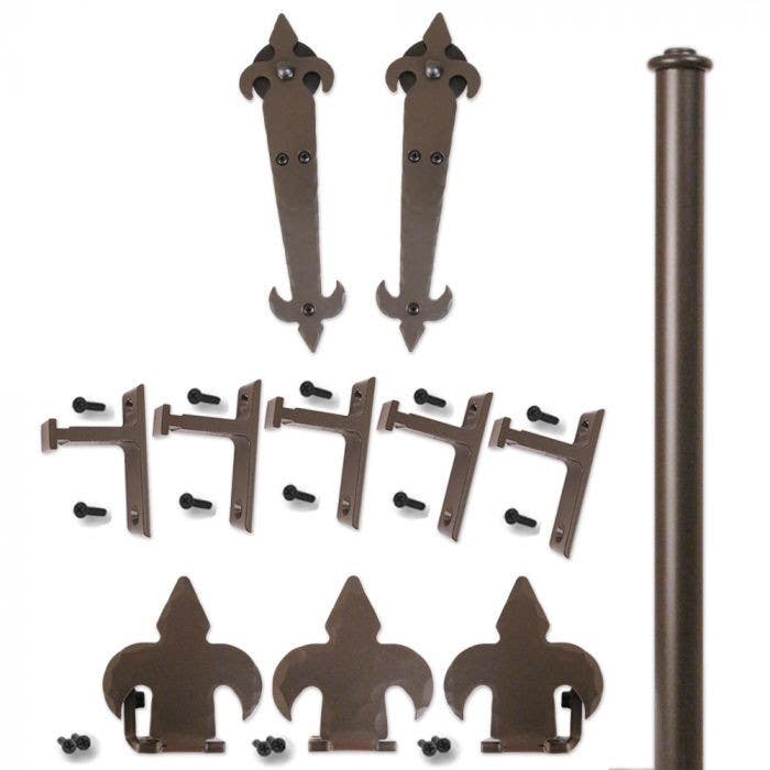 Custom Service Hardware QG.1200.07-NR Fleur-de-Lis Hardware Short Bracket Kit Oil Rubbed Bronze (No Rail)