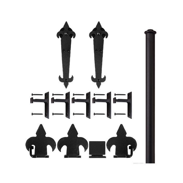 Custom Service Hardware QG.1200.08-NR Fleur-de-Lis Hardware Short Bracket Kit Black(No Rail)