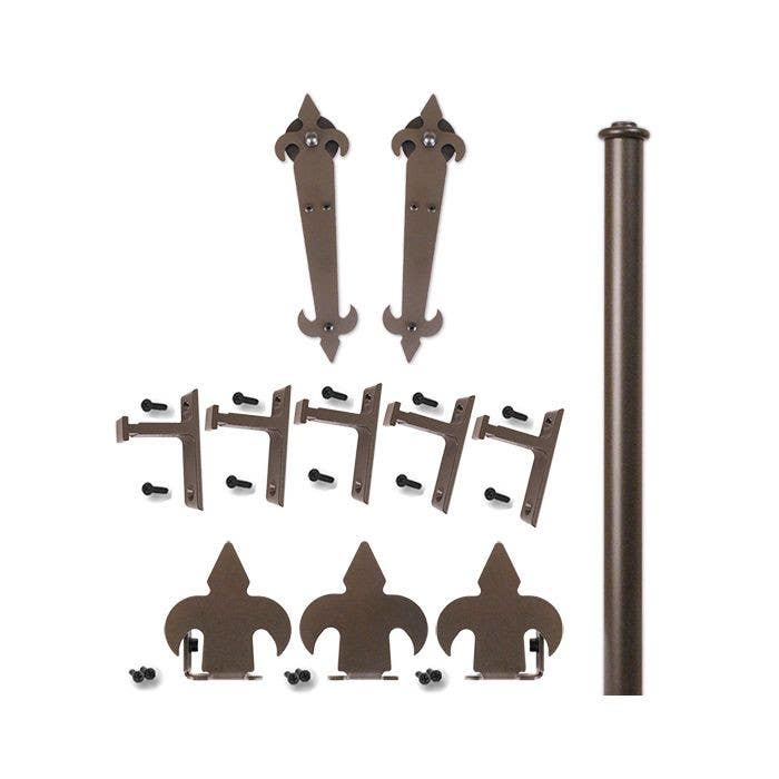 Custom Service Hardware QG.1200.NH.07-NR Fleur-de-Lis Non Hammered Hardware Short Bracket Kit Oil Rubbed Bronze (No Rail)