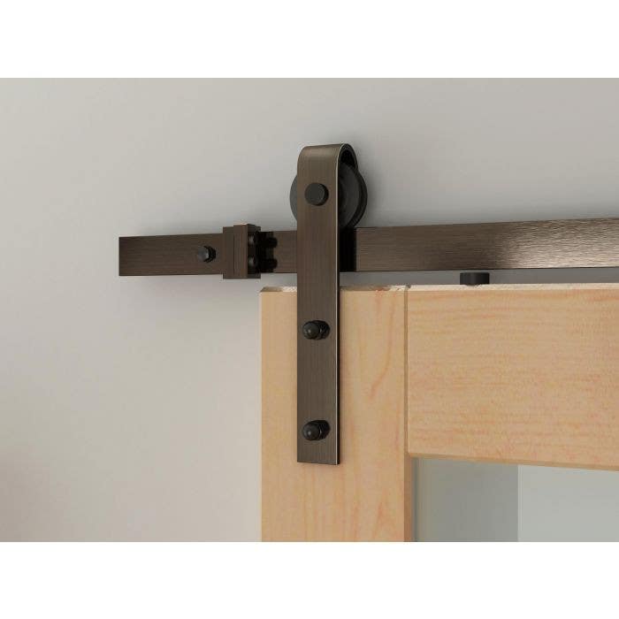 Custom Service Hardware NT.1400.09W.07 78.75" Designer's Collection Flat Rail Hook Strap Rolling Door Hardware Kit, Oil Rubbed Bronze