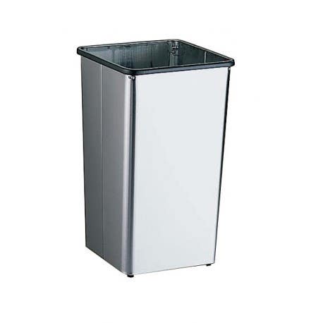 Bobrick B-22 Floor-Standing Waste Receptacle, Open Top, Finish-Satin