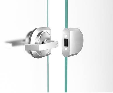 Accurate Lock & Hardware G-CYL Universal Cylindrical Patch For Glass Swinging Doors, 2-3/4" Backset, 1/2" Door