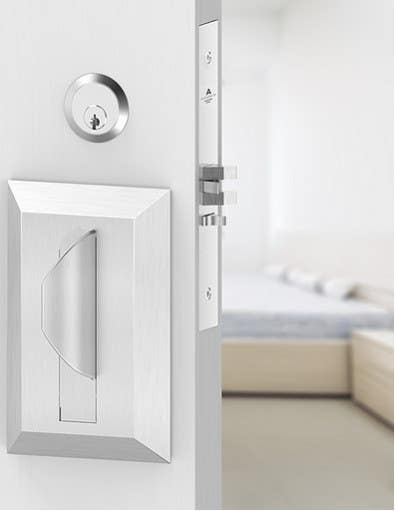 Accurate Lock & Hardware 9100ALP Ligature Resistant Safety Push Pull Mortise Set, Satin Aluminum, 2-3/4" Backset, For 1-3/4" Door