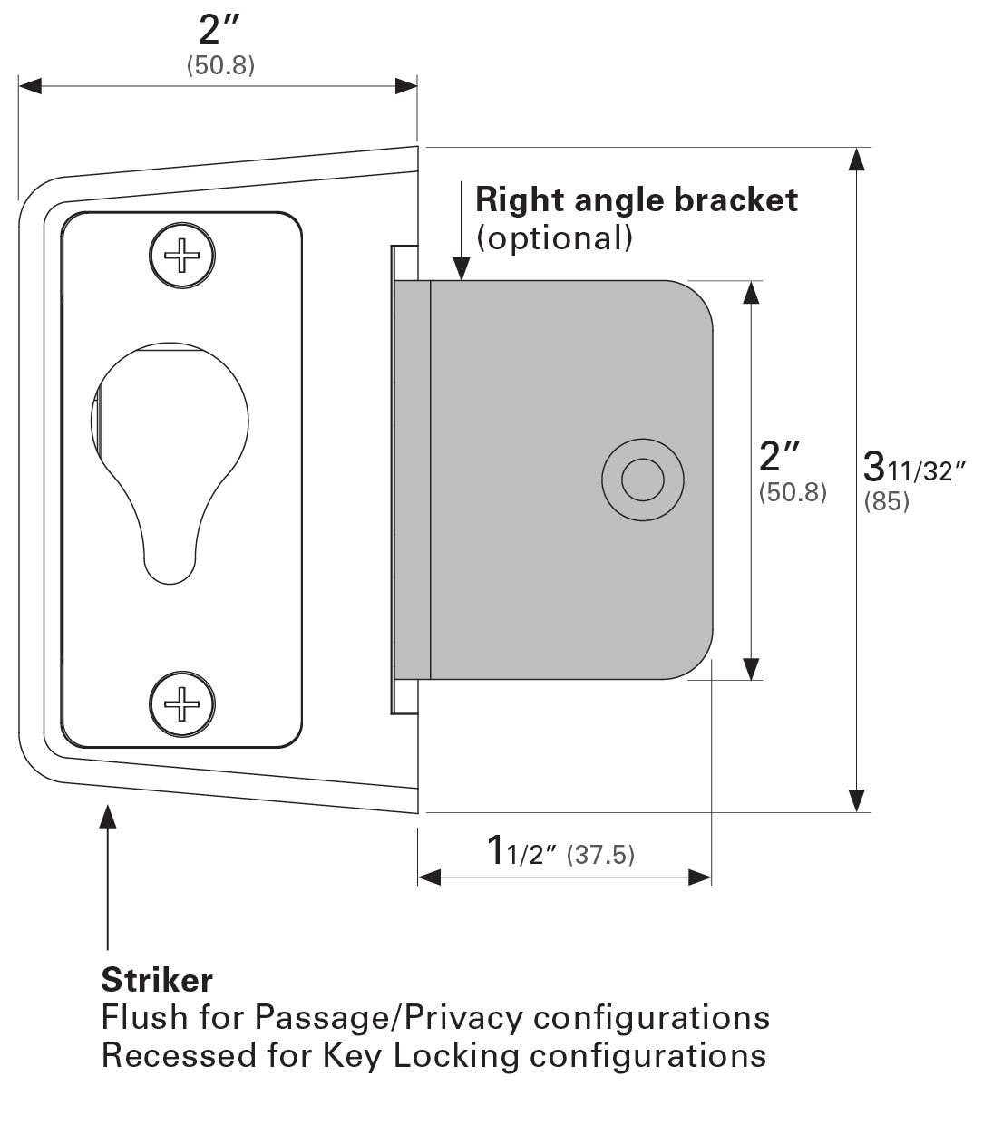 Cavity Sliders CL400 Barn Door Strike