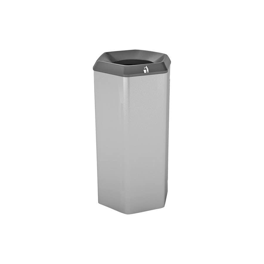 Peter Pepper 100 HexBin Trash & Recycling Receptacle Aluminum Metallic
