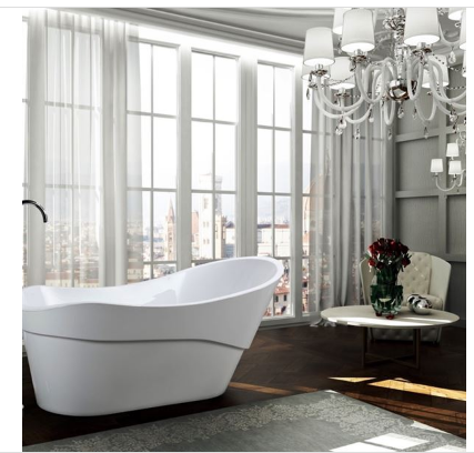 Bellaterra BA6523 Bari 67 inch Freestanding Bathtub in Glossy White