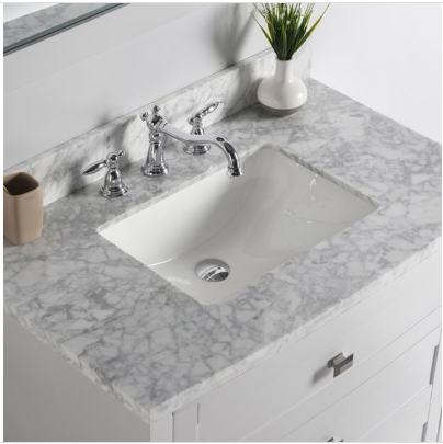 Bellaterra 77612-36-WMR 36" White Carrara Laminated Countertop-Rectangular Sink