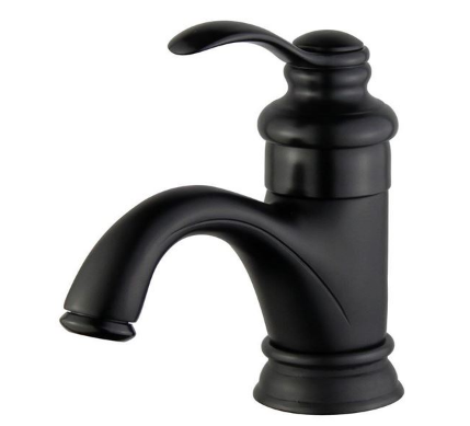 Bellaterra 10118A1-NB-W Barcelona Single Handle Bathroom Vanity Faucet in New Black