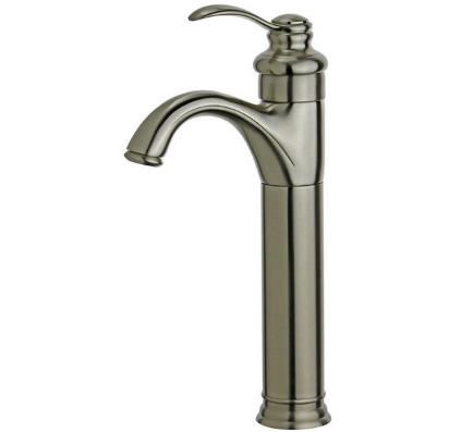 Bellaterra 10118A2-BN-W Madrid Single Hole Single Handle Bathroom Faucet with Overflow Drain in Brushed Nickel