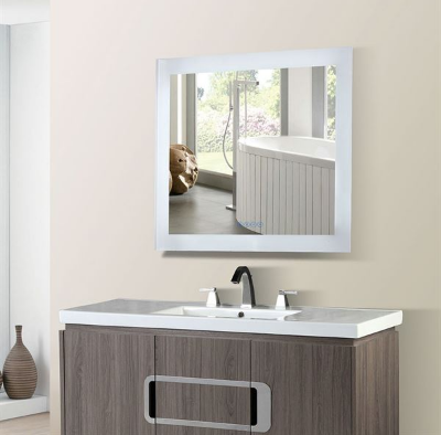 Bellaterra 801071-M Rectangular LED Bordered Illuminated Mirror with Bluetooth Speakers