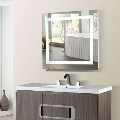 Bellaterra 808 Rectangular LED Bordered Illuminated Mirror with Bluetooth Speakers