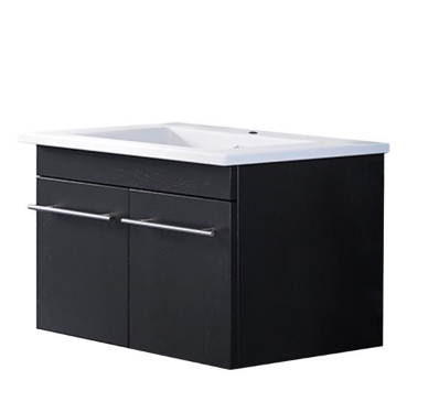 Bellaterra 203172-GK 24.4 in Single Wall Mount Style Sink Vanity-Wood, Finish- Gunstock (Dark Gray)