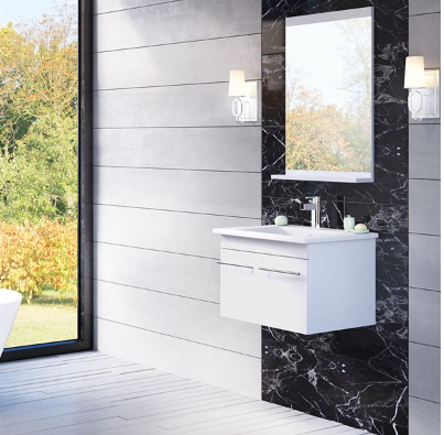 Bellaterra 203172-WH 24.4 In Single Wall Mount Style Sink Vanity-Wood, Finish-White