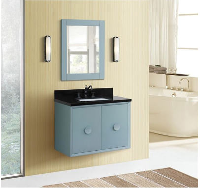 Bellaterra 400400-CAB-AB 31" Single Wall Mount Vanity In Aqua Blue