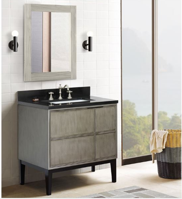 Bellaterra 400501-CAB-LY 37" Single Wall Mount Vanity In Linen Gray