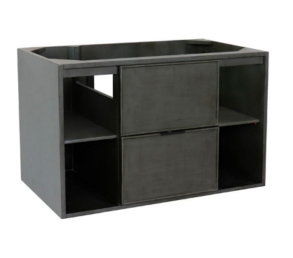 Bellaterra 400502-CAB-LY 36" Single Wall Mount Vanity In Linen Gray Finish - Cabinet Only