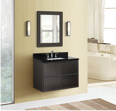 Bellaterra 400503-CAB-CP 37" Single Wall Mount Vanity In Cappuccino