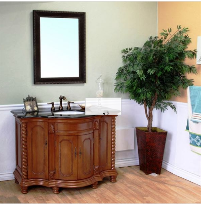 Bellaterra 600161-LW-BG 48 In Single Sink Vanity-Wood-Light Walnut, Finish- Light walnut