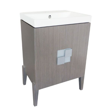 Bellaterra 804366-GY 25 In Single Sink Vanity-Wood-Gray, Wood Finish - Black