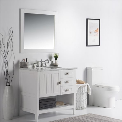 Bellaterra 77616-37 37" Double Vanity White Marble Top