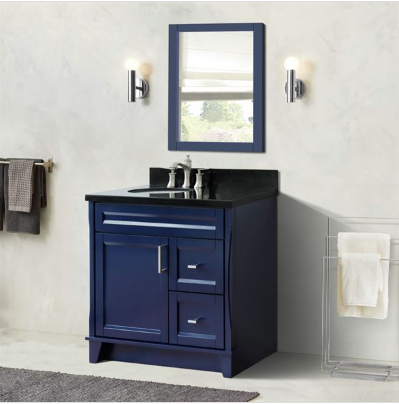 Bellaterra 400700-37L-BU 37" Single Sink Vanity In Blue Finish Left Door/Center Sink