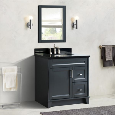 Bellaterra 400700-37L-DG 37" Single Sink Vanity In Dark Gray Finish Left Door/Center Sink