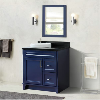 Bellaterra 400700-37L-BU 37" Single Sink Vanity In Blue Finish Left Door/Left Sink