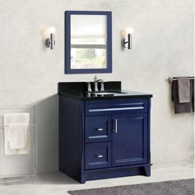 Bellaterra 400700-37R-BU 37" Single Sink Vanity In Blue Finish Right Drawers
