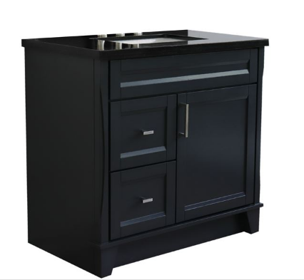 Bellaterra 400700-37R-DG 37" Single Sink vanity In Dark Gray Finish Right Drawers