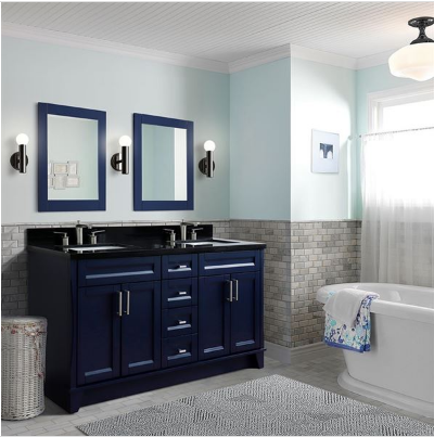 Bellaterra 400700-61D-BU 61" Double Sink Vanity In Blue Finish