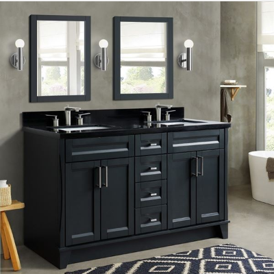 Bellaterra 400700-61D-DG 61" Double Sink Vanity In Dark Gray Finish