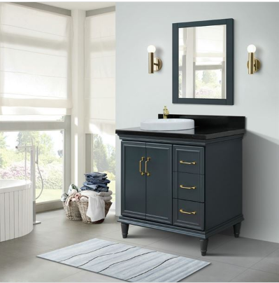 Bellaterra 37" Single Vanity In Dark Gray Finish Left Door/Left Sink