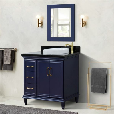 Bellaterra 400800-37R-BU 37" Single Vanity In Blue Finish Right Door/Right Sink