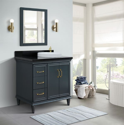 Bellaterra 400800-37R-DG 37" Single Vanity In Dark Gray Finish Right Door/Right Sink