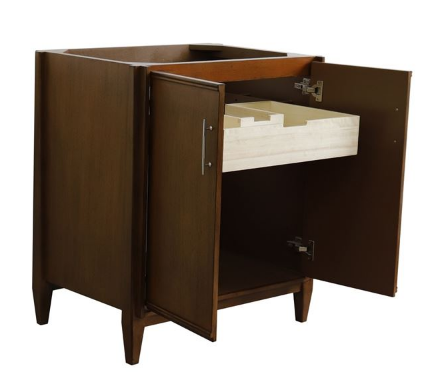 Bellaterra 400901-30-WA 30" Single Sink Vanity In Walnut Finish - Cabinet Only