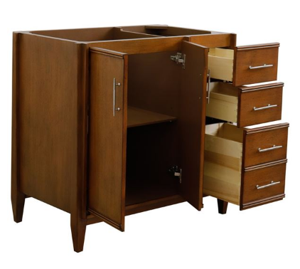 Bellaterra 400901-36L-WA 36" Single Sink Vanity In Walnut Finish - Left Door- Cabinet Only