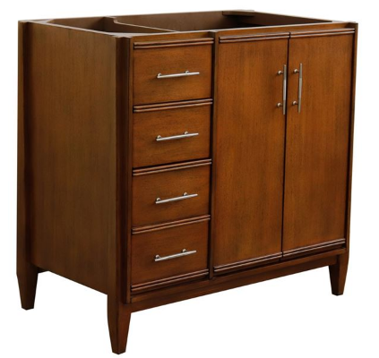 Bellaterra 400901-36R-WA 36" Single Sink Vanity In Walnut Finish - Right Door- Cabinet Only