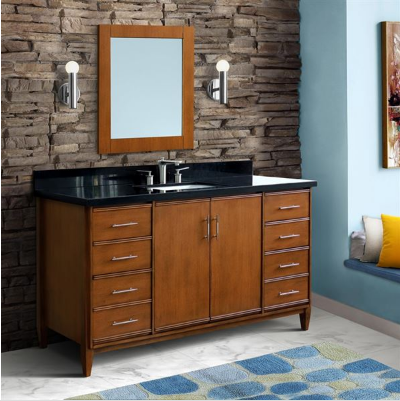Bellaterra 400901-61S-WA 61" Single Sink Vanity In Walnut Finish