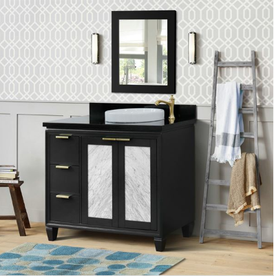 Bellaterra 400990-43R-DG 43" Single Vanity In Dark Gray Finish Right Door/Right Sink