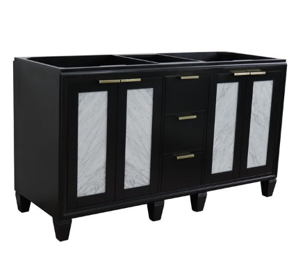 Bellaterra 400990-60D-BL 60" Double Vanity In Black Finish - Cabinet Only