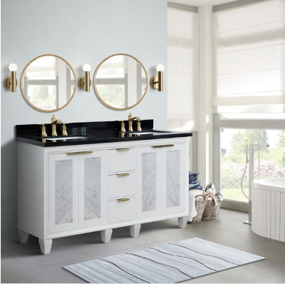 Bellaterra 400990-61D-WH 61" Double Sink Vanity In White Finish