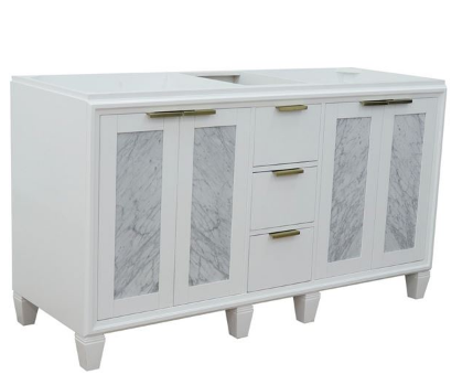 Bellaterra 400990-60D-WH 60" Double Vanity In White Finish - Cabinet Only