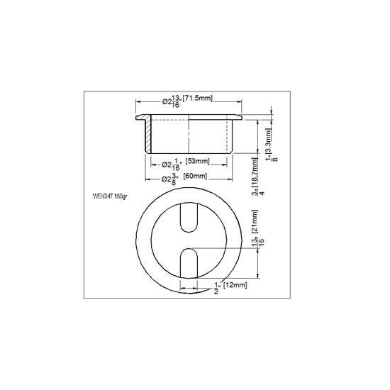 Gruppo Romi GR24 Solid Brass Grommet, Small Opening - Over All 2 13/16" Cap 4
