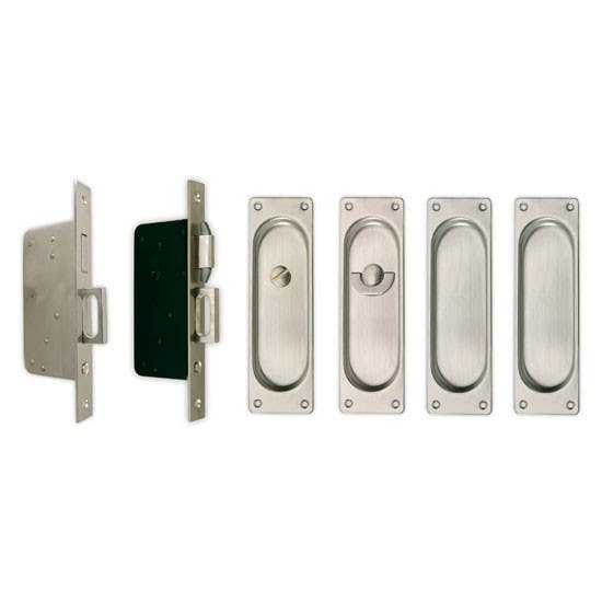 Gruppo Romi 6007S Privacy Set for Double Pocket Door Lock - Square Plate